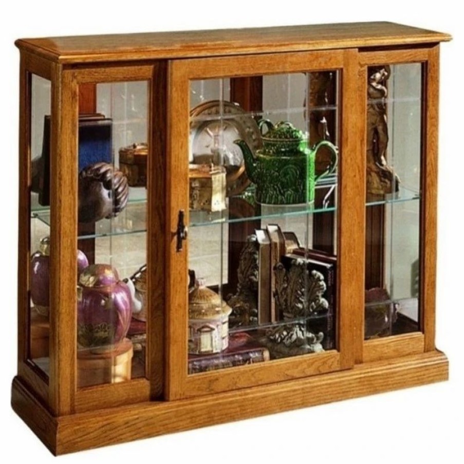 China Cabinets & Hutches * | Home Meridian Pulaski Lighted 1 Shelf Console Display Cabinet With Brown Finish 6715