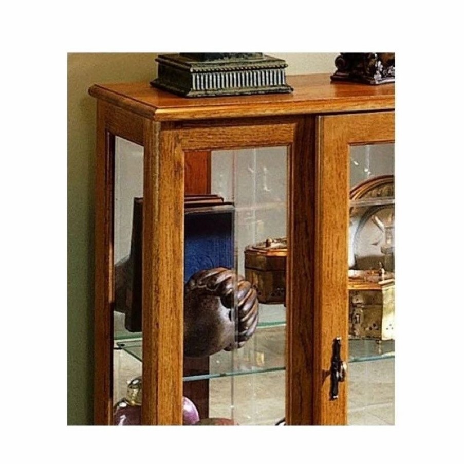 China Cabinets & Hutches * | Home Meridian Pulaski Lighted 1 Shelf Console Display Cabinet With Brown Finish 6715