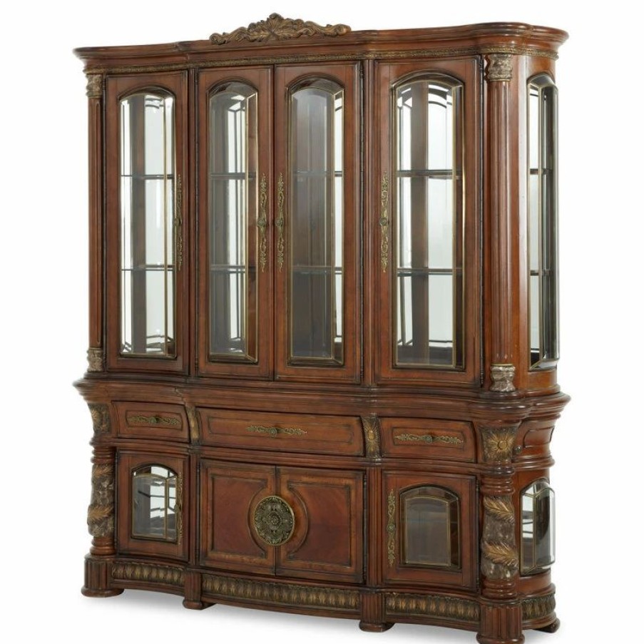 China Cabinets & Hutches * | Michael Amini Villa Valencia China Cabinet, Classic Chestnut