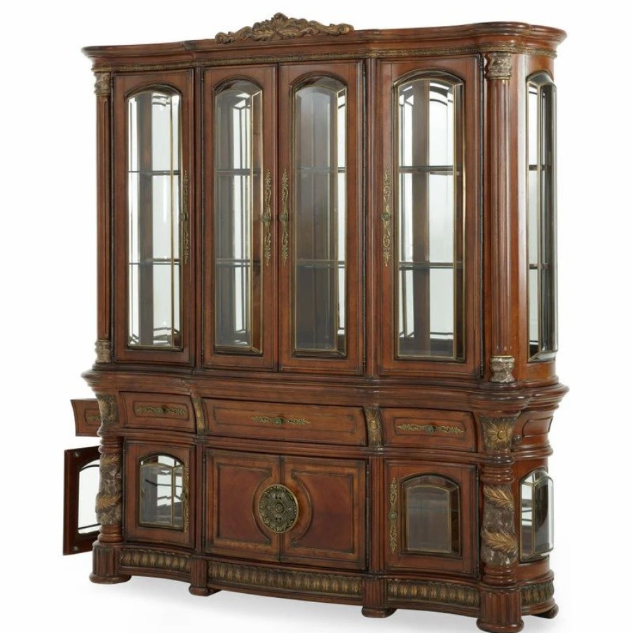 China Cabinets & Hutches * | Michael Amini Villa Valencia China Cabinet, Classic Chestnut