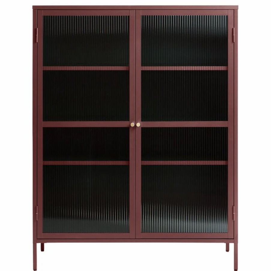 China Cabinets & Hutches * | Unique Furniture Bronco 55 Contemporary Glass & Metal Display Cabinet In Red