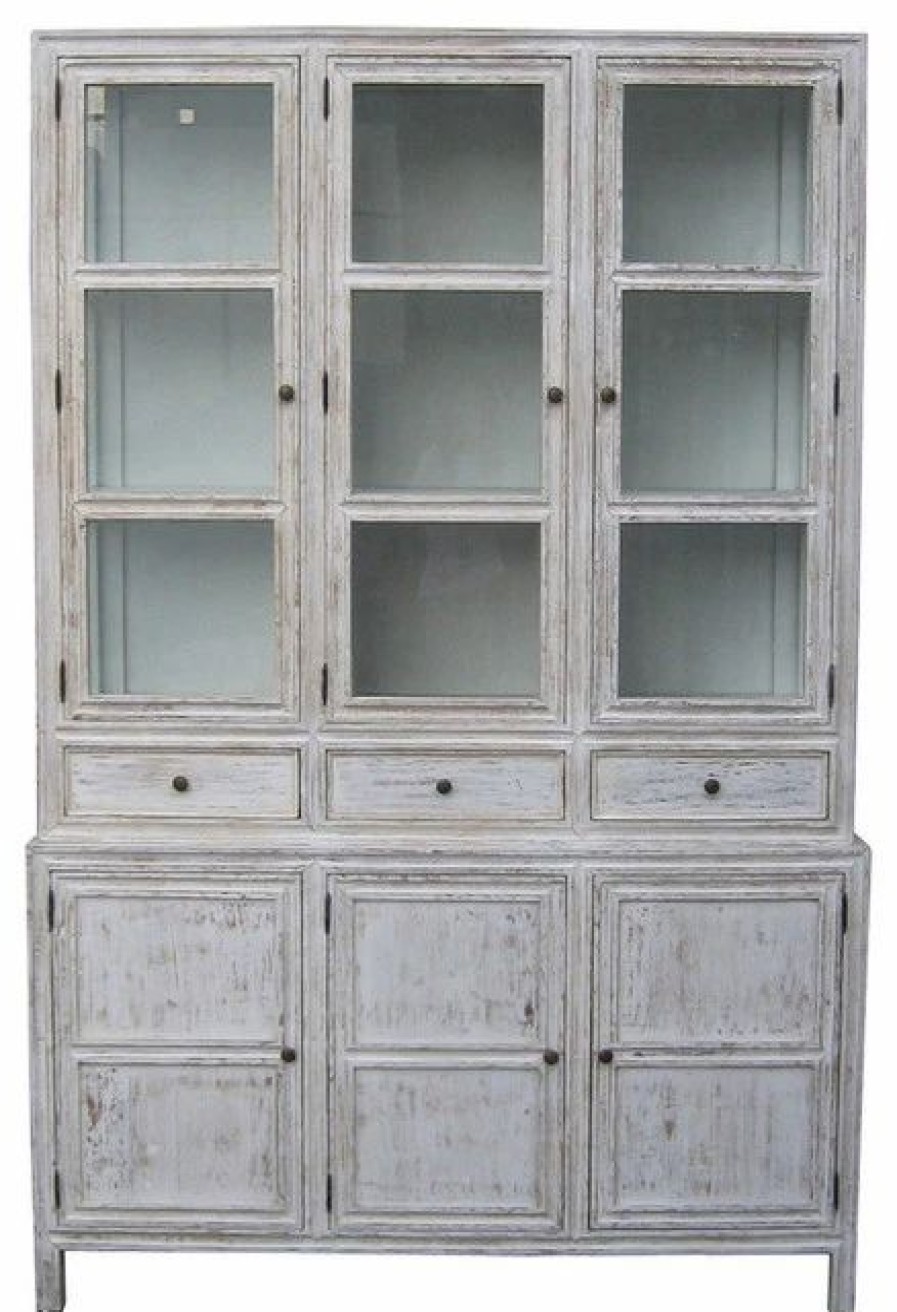 China Cabinets & Hutches * | Noir Colonial White Wash Hutch Garm119Wh