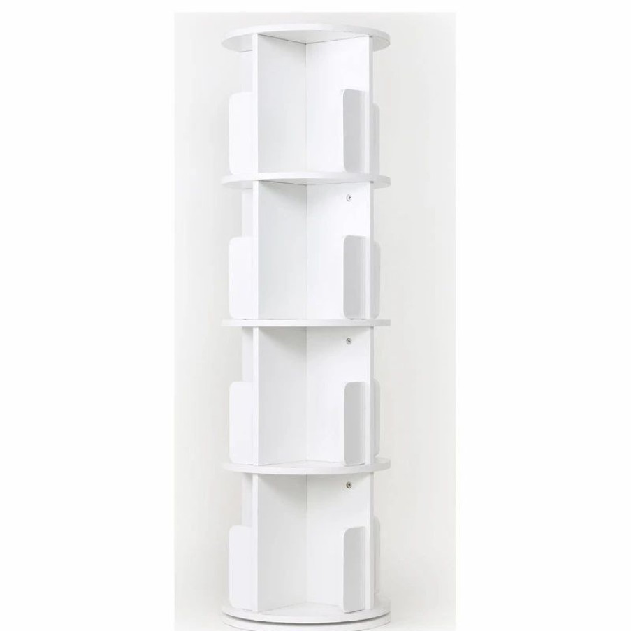 Bookcases * | Flint Garden Inc 4-Shelf 51.57 In Tall Revolving Bookcases, White