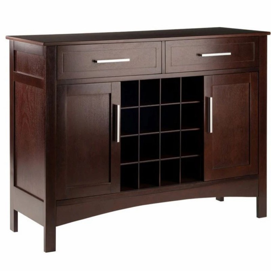 Buffets & Sideboards * | Winsome Gordon Transitional Solid Wood Wine Rack Buffet In Cappuccino