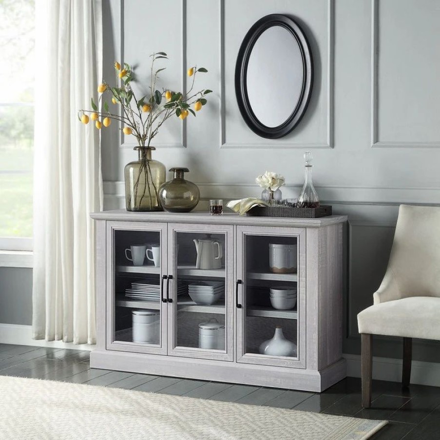 Buffets & Sideboards * | Belleze 55 Farmhouse Sideboard Cabinet, Stone Gray