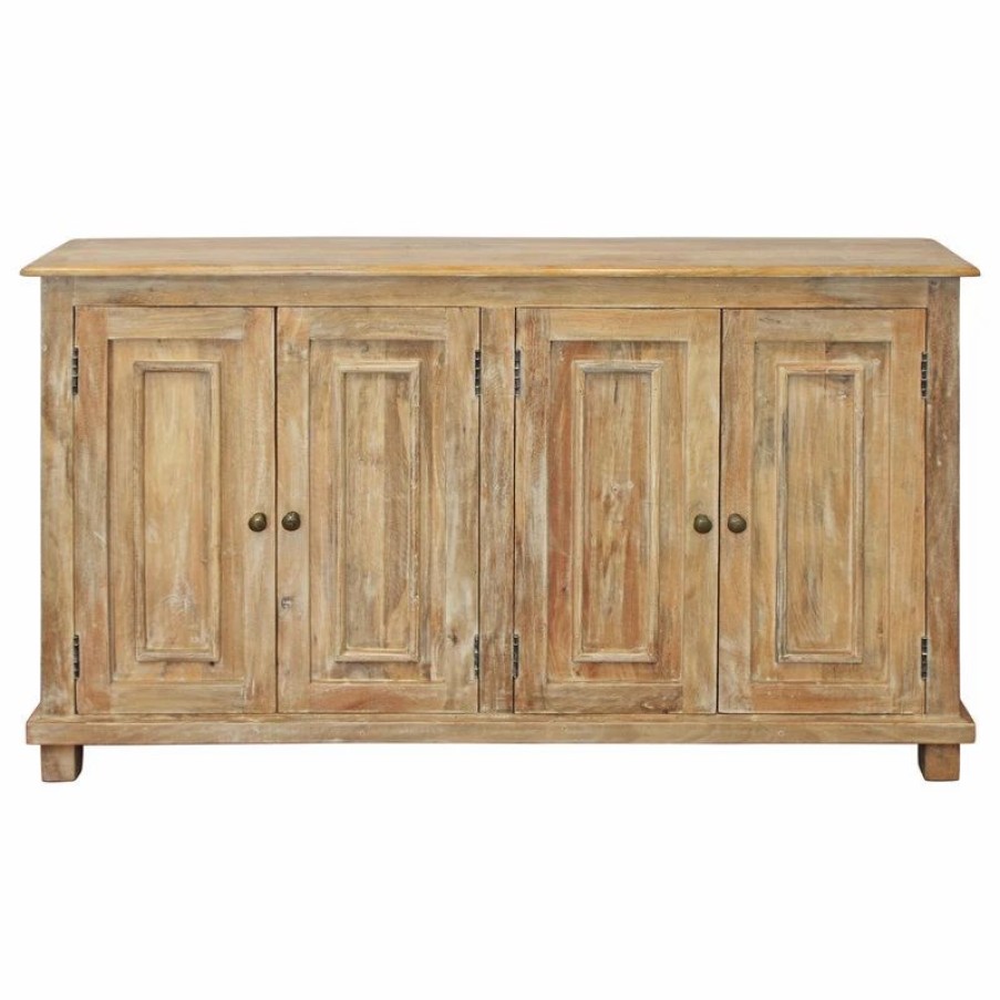 Buffets & Sideboards * | Moti Bayside Jensen 4-Door Solid Wood Sideboard, Distressed Natural Finish