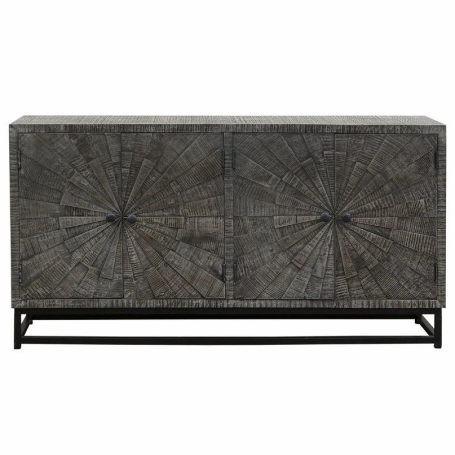 Buffets & Sideboards * | Coast To Coast Imports, Llc Spinner Brownish Gray 4 Door Sideboard