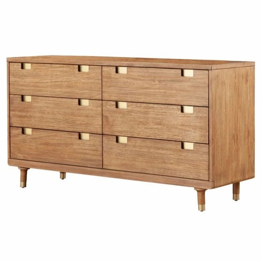 Dressers * | Alpine Furniture, Inc Alpine Furniture Easton Six Drawer Wood Dressser In Sand (Beige)