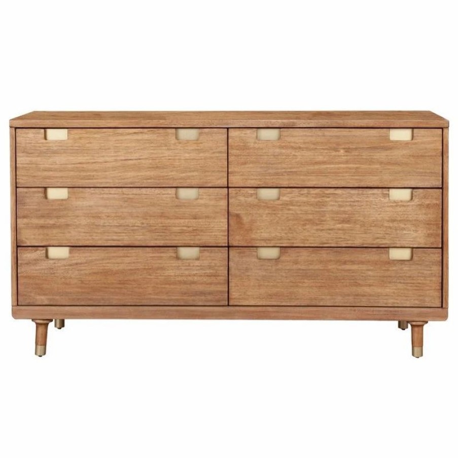 Dressers * | Alpine Furniture, Inc Alpine Furniture Easton Six Drawer Wood Dressser In Sand (Beige)