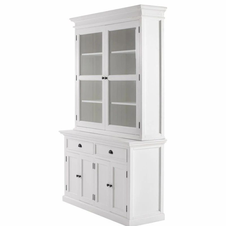 China Cabinets & Hutches * | Homeroots Furniture Classic White Glass Display Hutch