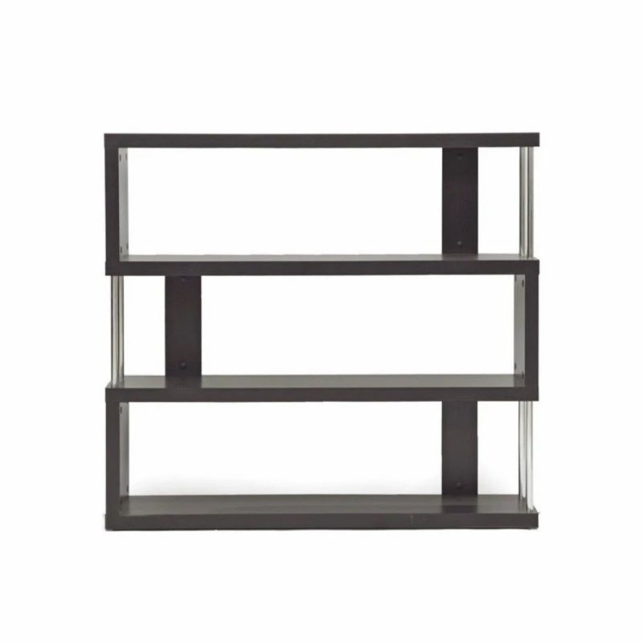 Bookcases * | Baxton Studio Barnes Dark Brown 3-Shelf Modern Bookcase