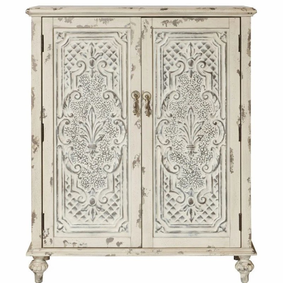 Accent Chests & Cabinets * | Home Meridian Accentrics Home Two Door Fleur De Lis Accent Chest With White Ds-P017017A