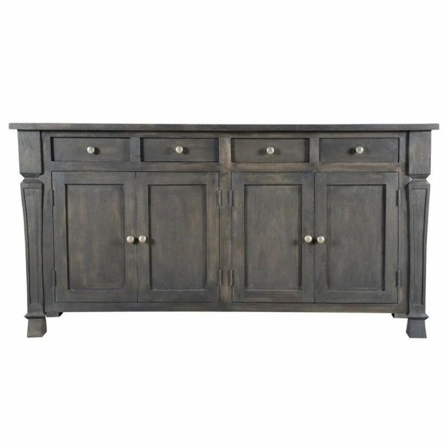 Buffets & Sideboards * | Moti Carmenita 4 Door Sideboard, Gray Finish With Nickle Knob