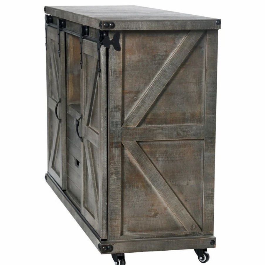 Buffets & Sideboards * | Stylecraft Presley 2 Door, 2 Drawer And Open Center Cabinet, Driftwood Grey