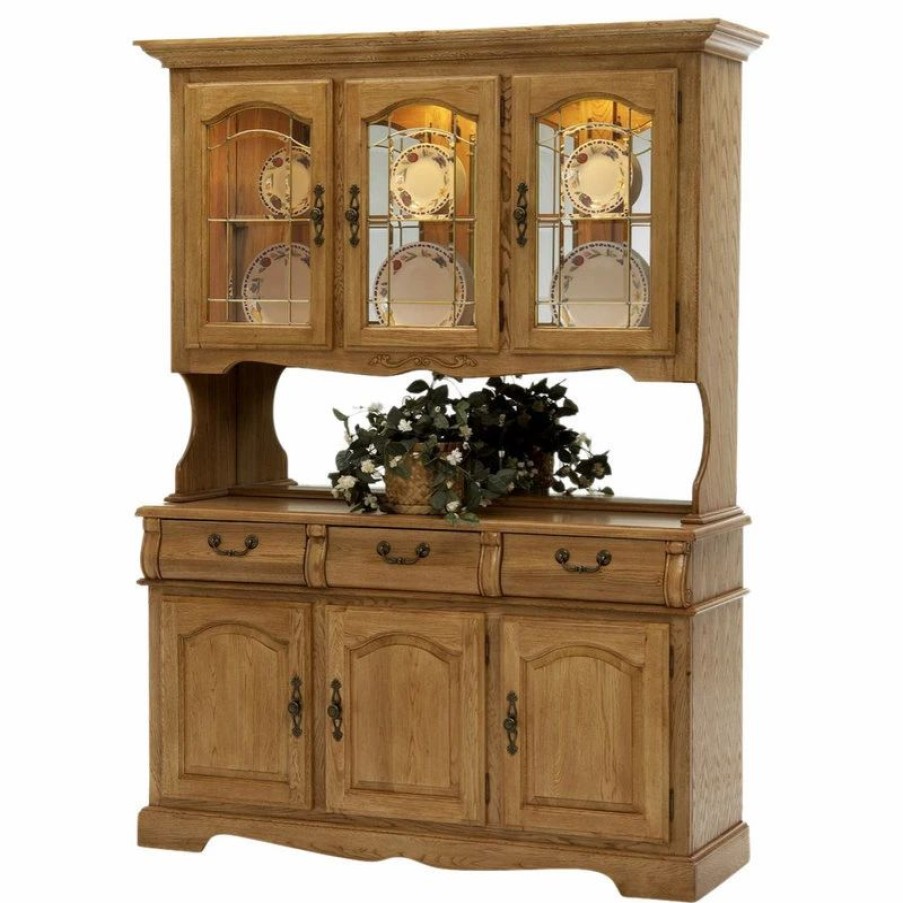 China Cabinets & Hutches * | Intercon Furniture Classic Oak 60 China Buffet With Hutch, Chestnut