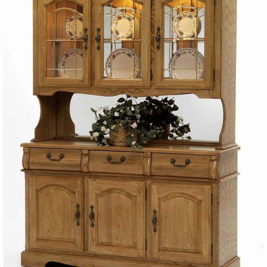 China Cabinets & Hutches * | Intercon Furniture Classic Oak 60 China Buffet With Hutch, Chestnut