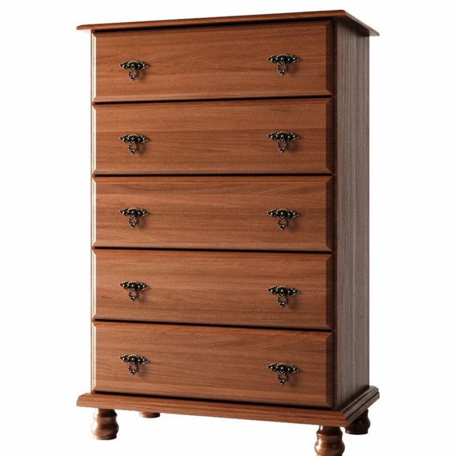 Dressers * | Palace Imports 100% Solid Wood Kyle 5-Drawer Chest, Mocha