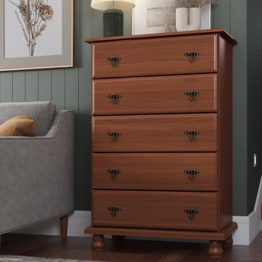 Dressers * | Palace Imports 100% Solid Wood Kyle 5-Drawer Chest, Mocha