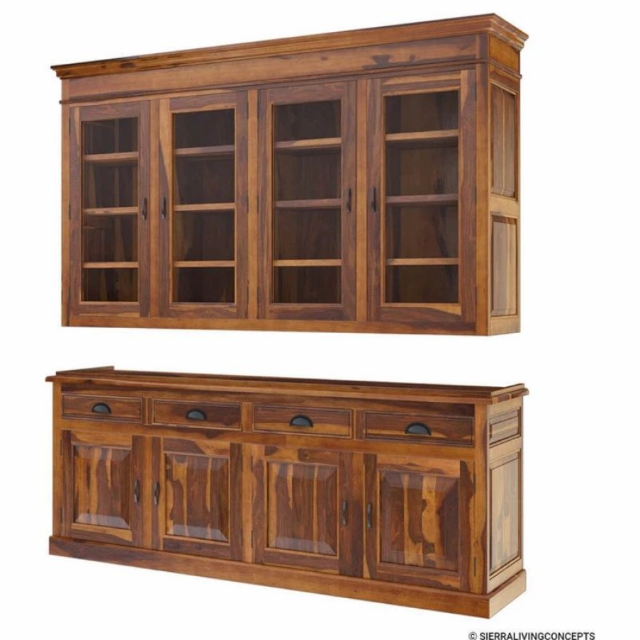 China Cabinets & Hutches * | Sierra Living Concepts Inc Cariboo Contemporary Rustic Solid Wood Dining Room Large Buffet Hutch