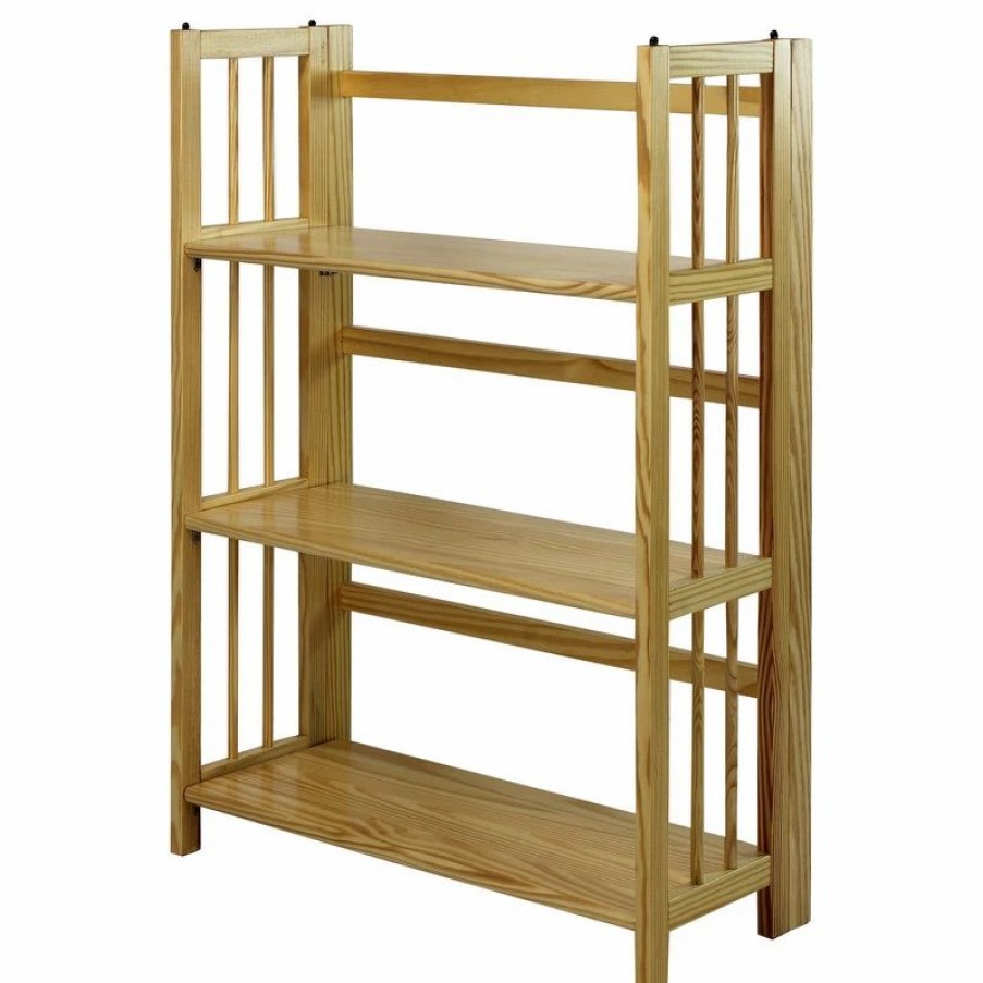 Bookcases * | Casual Home 3 Shelf Folding Bookcase, Natural, Large, 3 Shelf