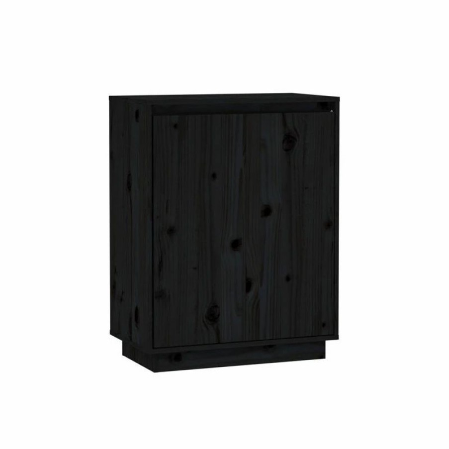 Buffets & Sideboards * | Vida Xl International B.V. Vidaxl Solid Wood Pine Sideboard Black Storage Cupboard Side Door Cabinet