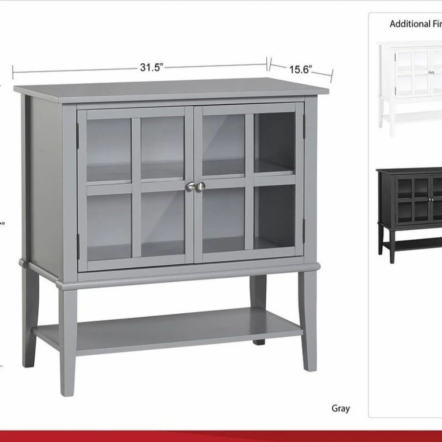 Accent Chests & Cabinets * | A Design Studio Primrose 2 Door Storage Cabinet, White