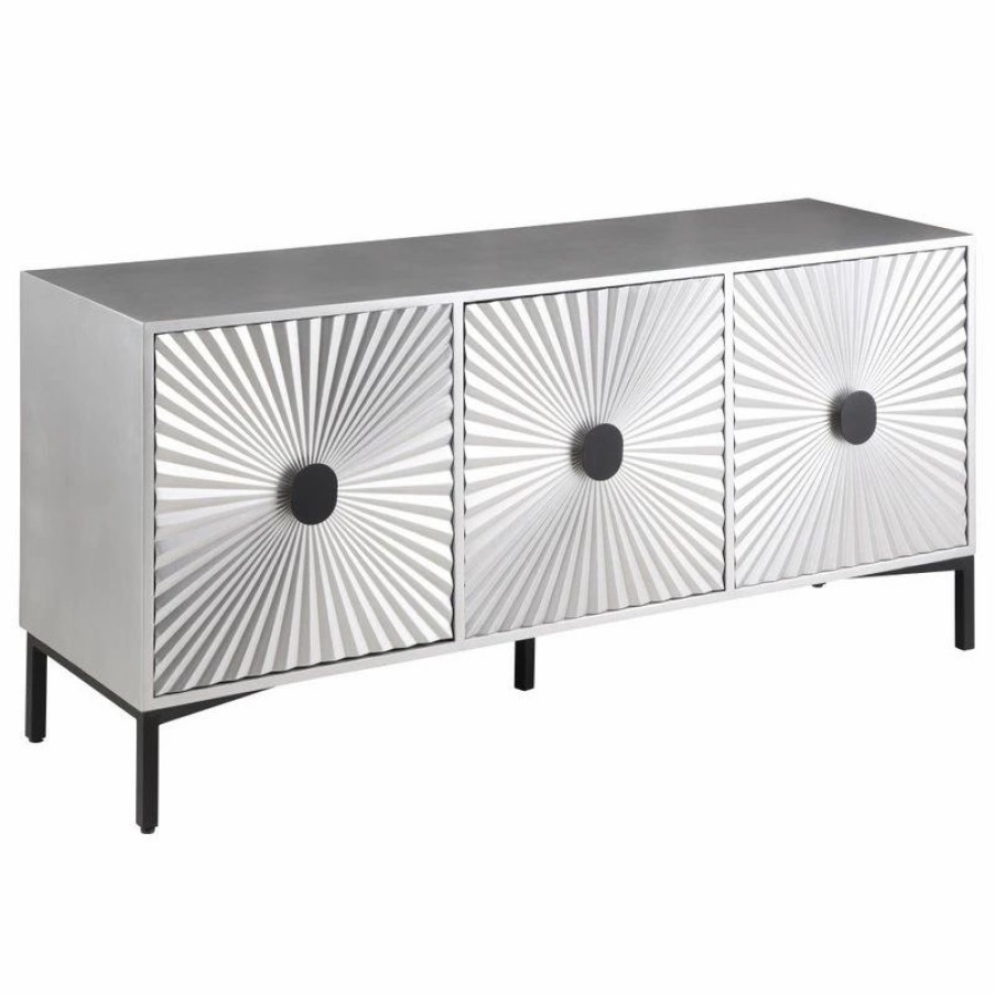 Buffets & Sideboards * | Meridian Furniture Glitz Antique Silver, Matte Black Sideboard/Buffet