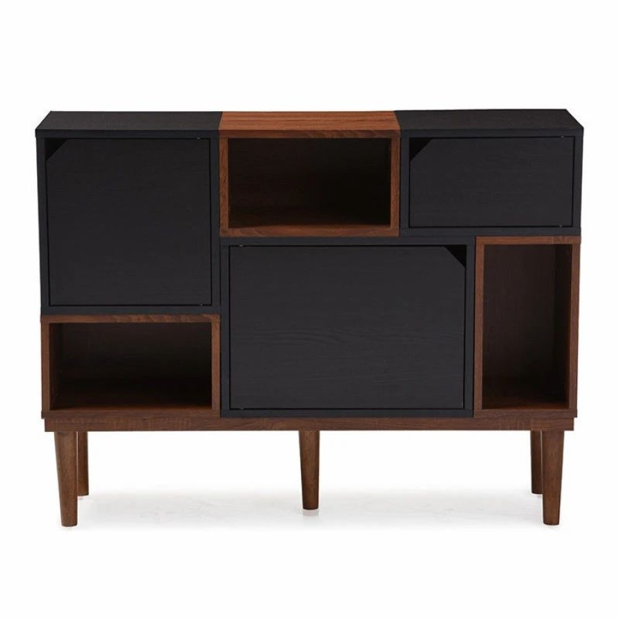 Buffets & Sideboards * | Baxton Studio Anderson Wood Sideboard Storage Cabinet, Retro Oak And Espresso