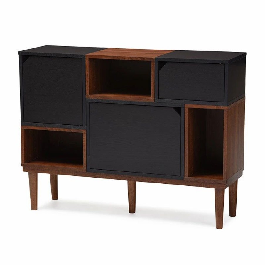 Buffets & Sideboards * | Baxton Studio Anderson Wood Sideboard Storage Cabinet, Retro Oak And Espresso