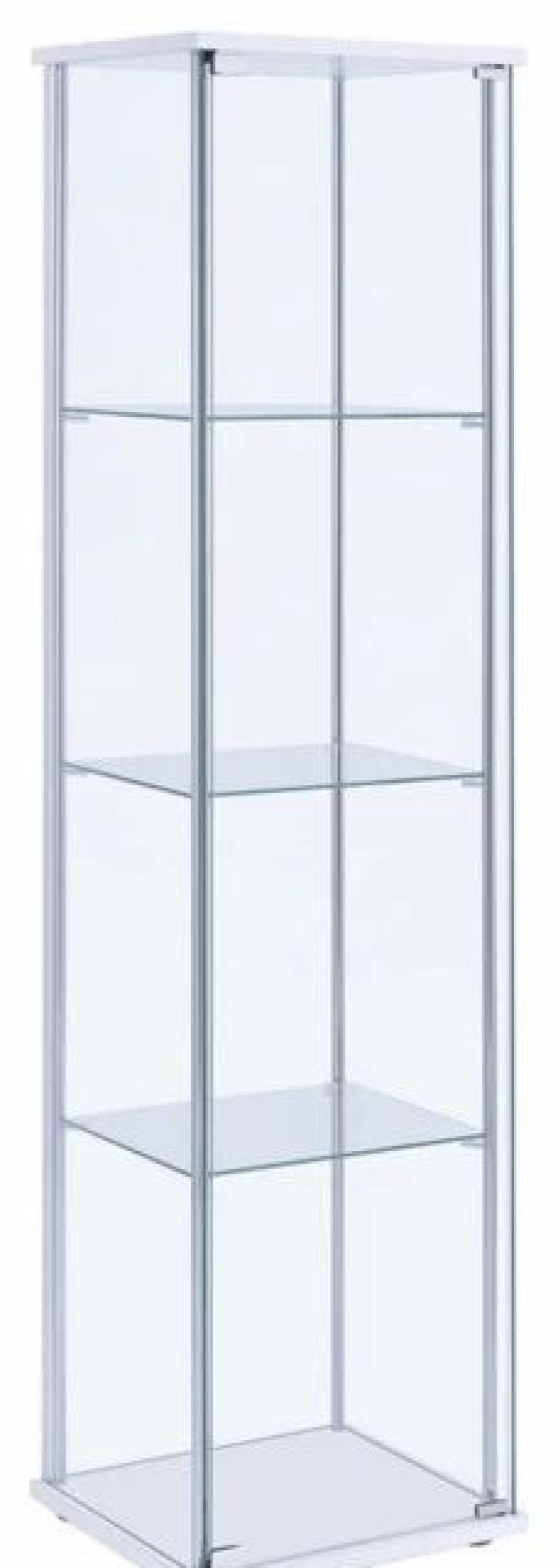 China Cabinets & Hutches * | Benjara Glass And Metal Curio Cabinet With 4 Shelves, Clear And White