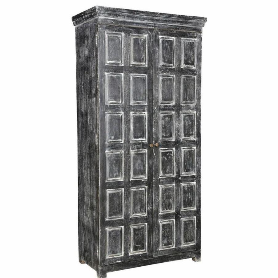 China Cabinets & Hutches * | Moti Martin Cabinet 2-Door Tall Cabinet In Distressed Gray Finish