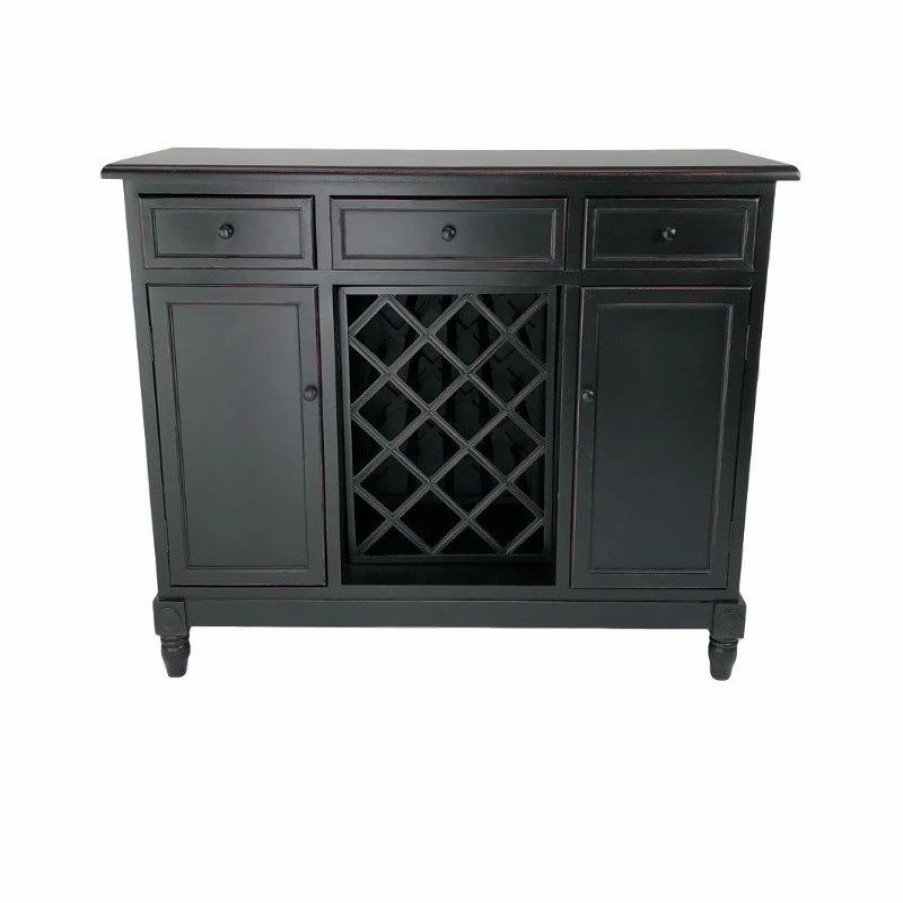 Buffets & Sideboards * | Wayborn Home Furnishing Inc Wine Rack Sideboard, Aged Black