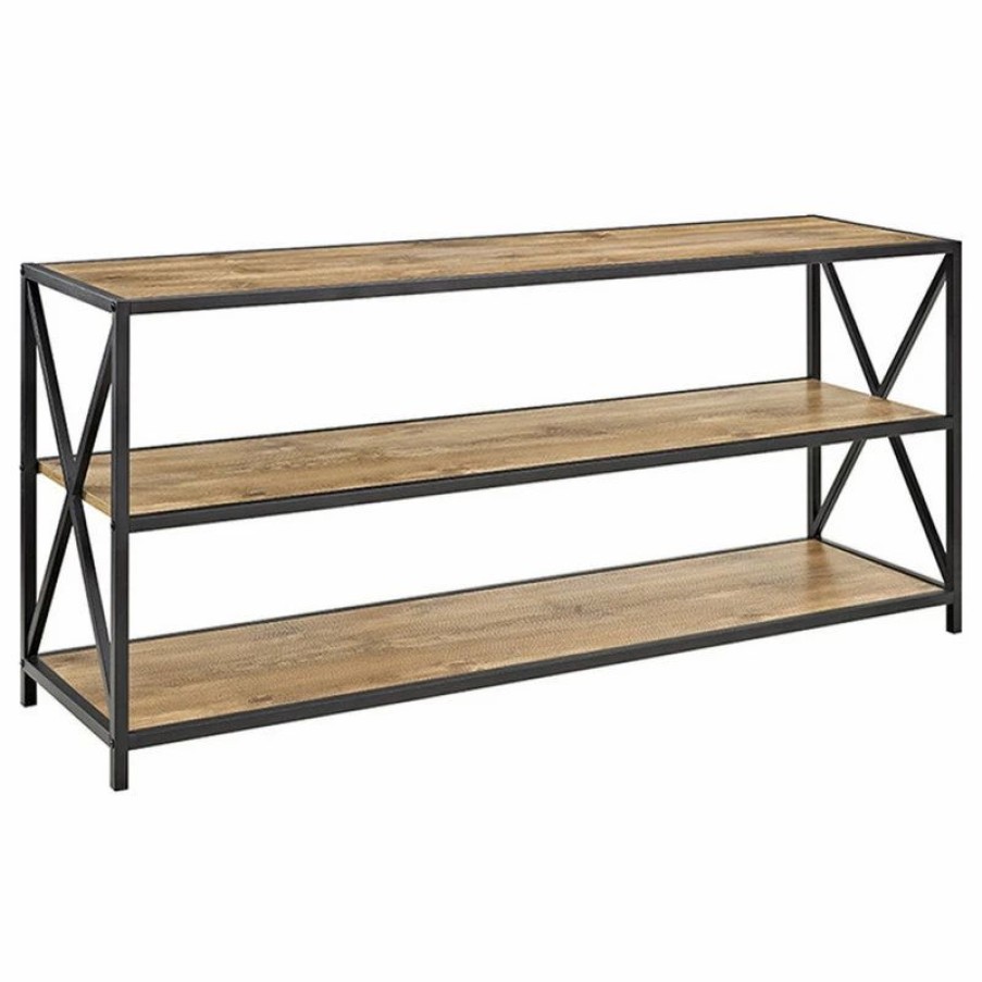 Bookcases * | Walker Edison X Frame 60 Industrial Bookshelf Barnwood