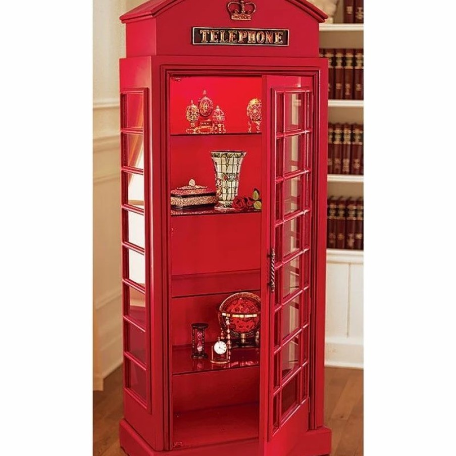 China Cabinets & Hutches * | Design Toscano British Telephone Booth Display Cabinet Frt-Nr