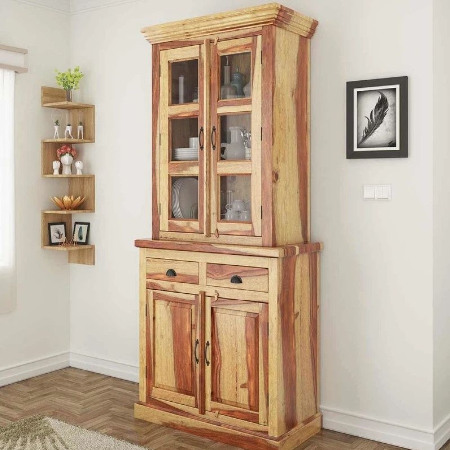 China Cabinets & Hutches * | Sierra Living Concepts Inc Ostrander Rustic Solid Rosewood Small Dining Room Hutch