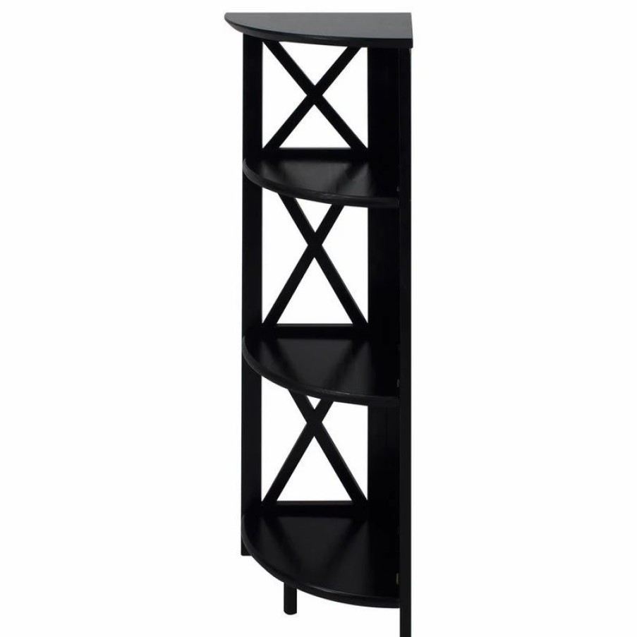 Bookcases * | Casual Home Montego 3-Shelf Corner Folding Bookcase With Mantel Top, Black