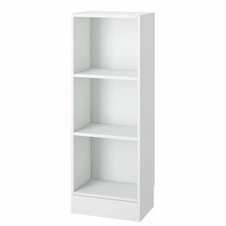 Bookcases * | Tvilum Element Short Narrow 3 Shelf Bookcase In White