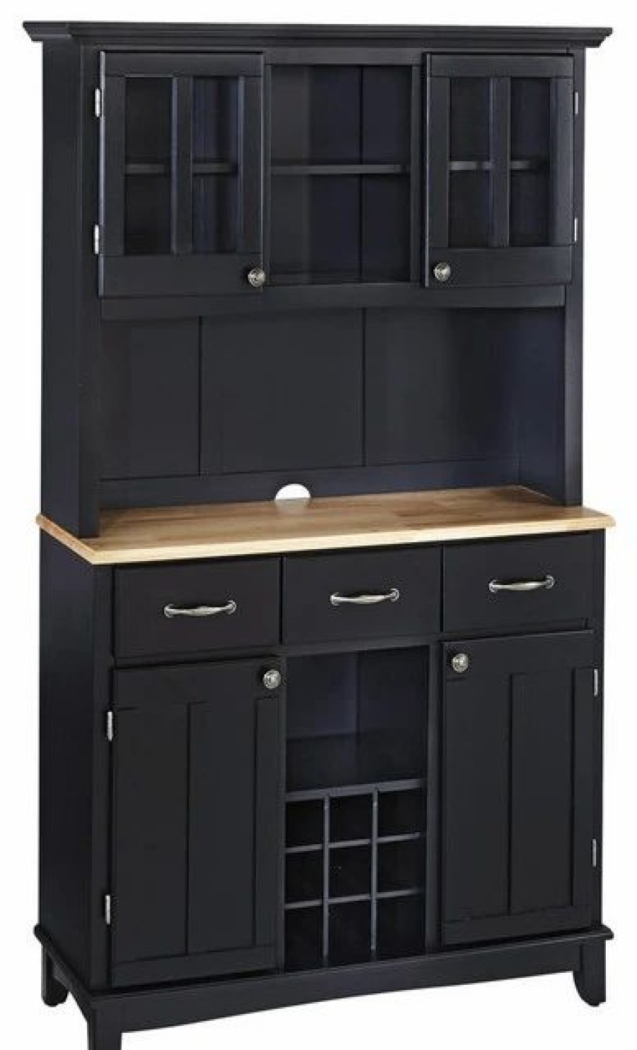 China Cabinets & Hutches * | Homestyles Buffet Of Buffets Wood Buffet With Hutch In Black