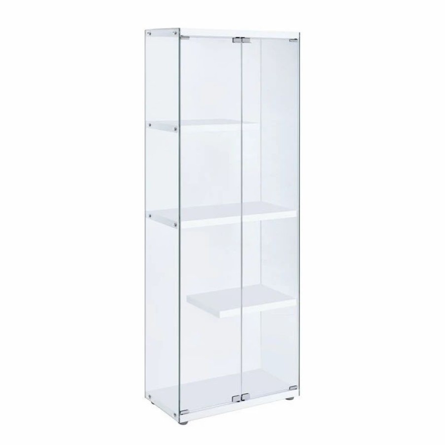 China Cabinets & Hutches * | Bowery Hill 68 H Contemporary 3-Shelf Glass Display Cabinet In Clear