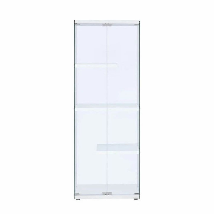 China Cabinets & Hutches * | Bowery Hill 68 H Contemporary 3-Shelf Glass Display Cabinet In Clear