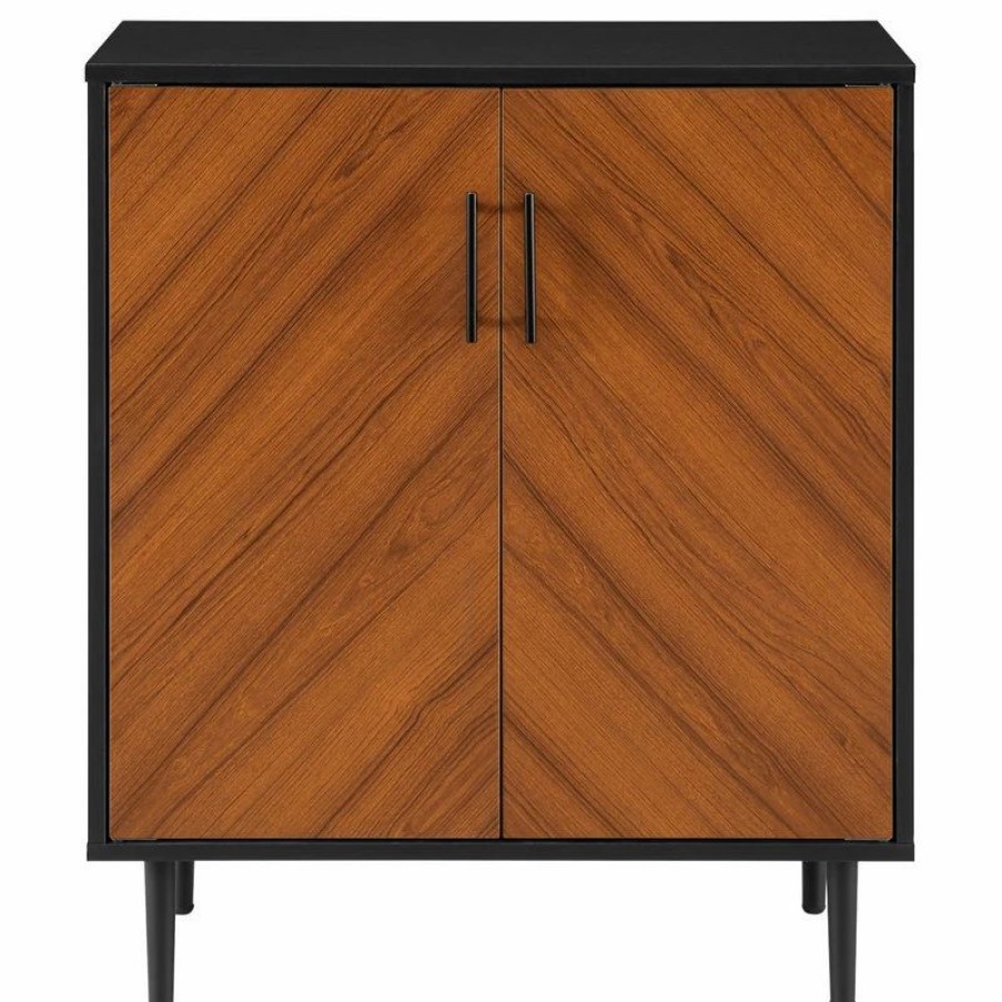 Accent Chests & Cabinets * | Walker Edison 28 Modern Bookmatch Accent Cabinet, Solid Black