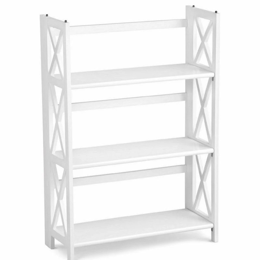 Bookcases * | Casual Home Montego 3-Shelf Folding Bookcase White