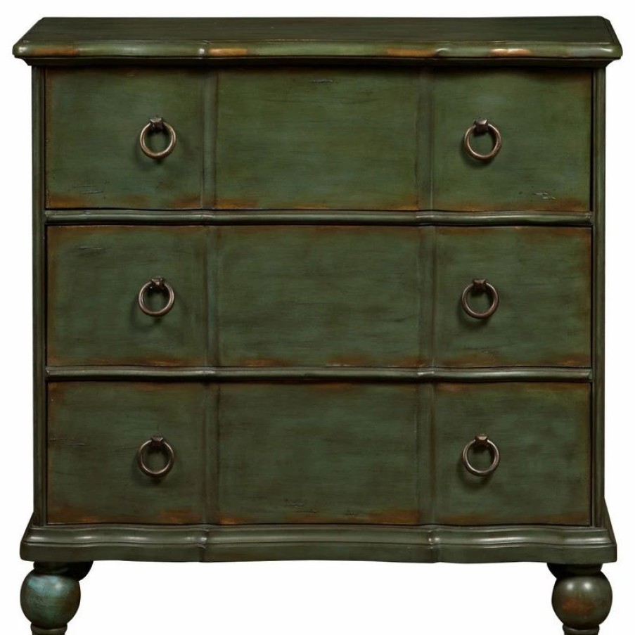 Accent Chests & Cabinets * | Home Meridian Accentrics Home Teal Green Distressed 3 Drawer Chest Ds-P017068A