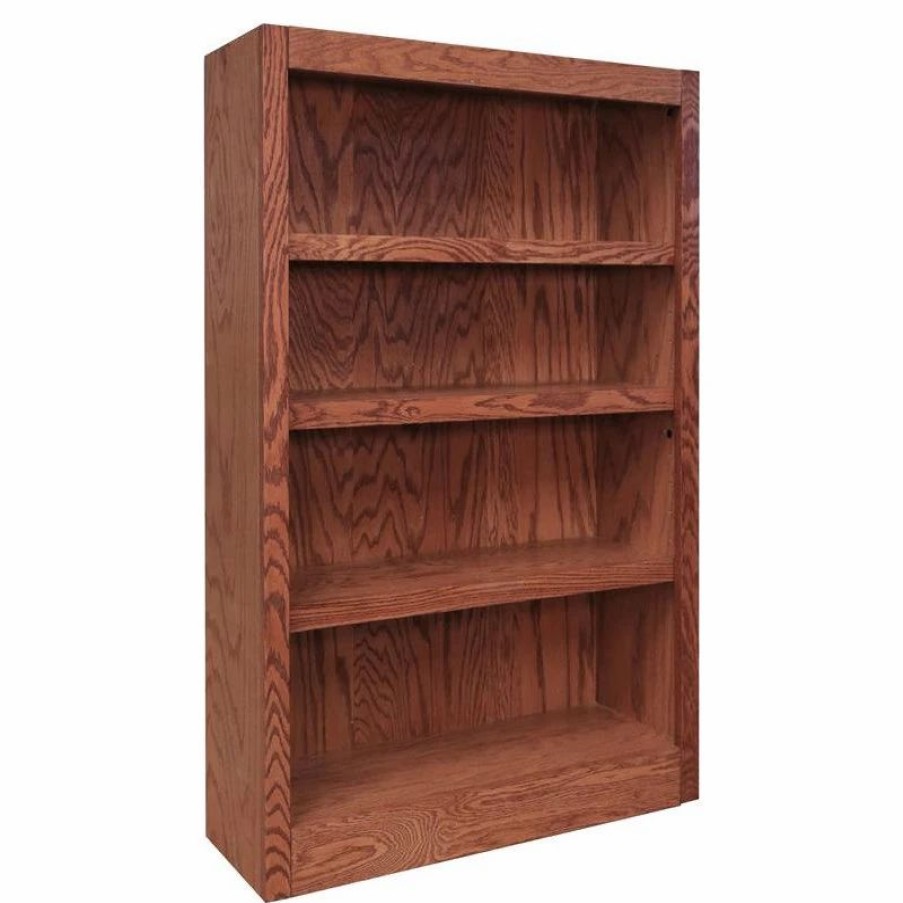 Bookcases * | Concepts In Wood Traditional 48 Tall 4-Shelf Wood Bookcase In Dry Oak