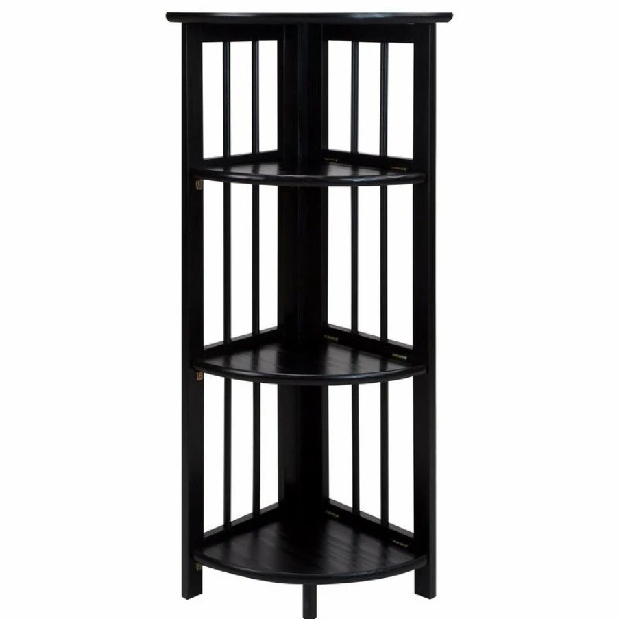 Bookcases * | Casual Home 3-Shelf Corner Folding Bookcase, Black