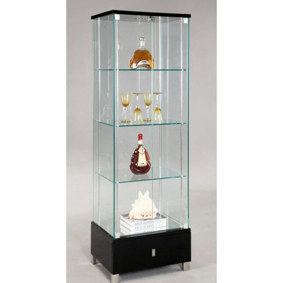 China Cabinets & Hutches * | Chintaly Imports Glass Curio, Black