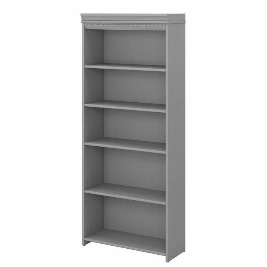 Bookcases * | Bush Business Furniture Bush Furniture Fairview 5 Shelf Bookcase In Cape Cod Gray