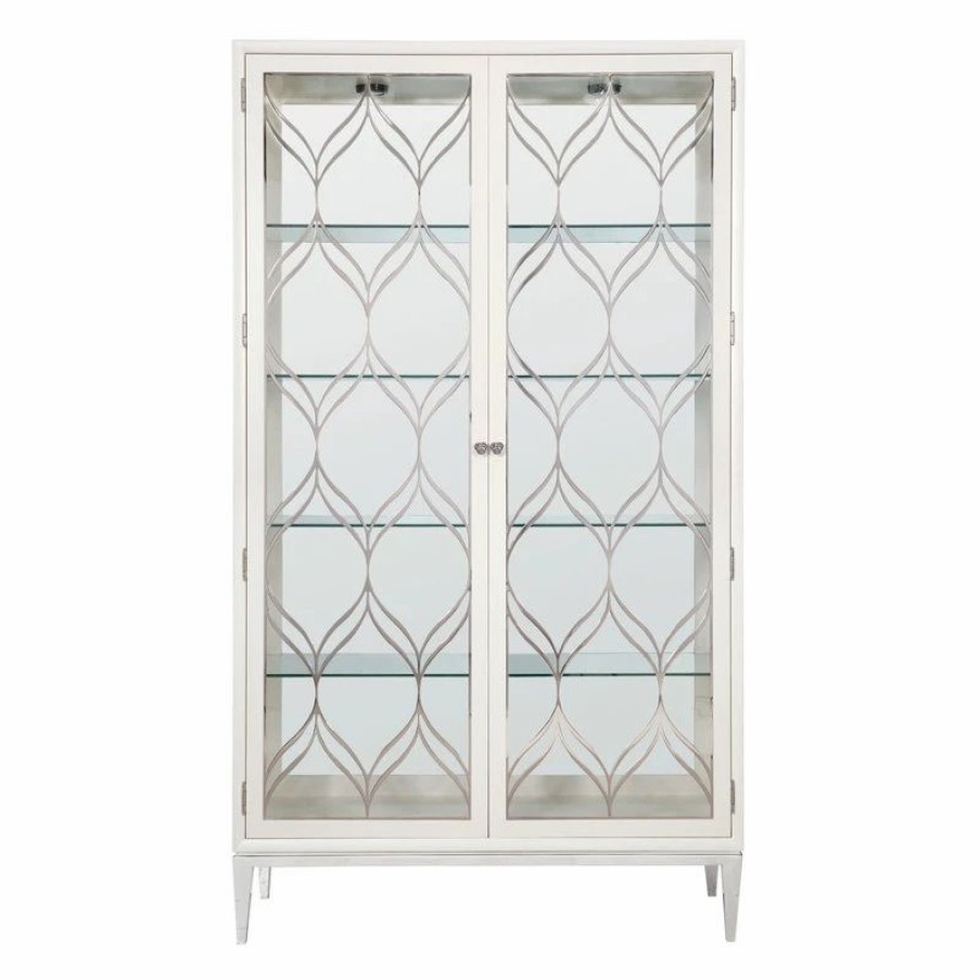 China Cabinets & Hutches * | Bernhardt Furniture Company Bernhardt Calista Curio, Silken Pearl/Polished Nickel