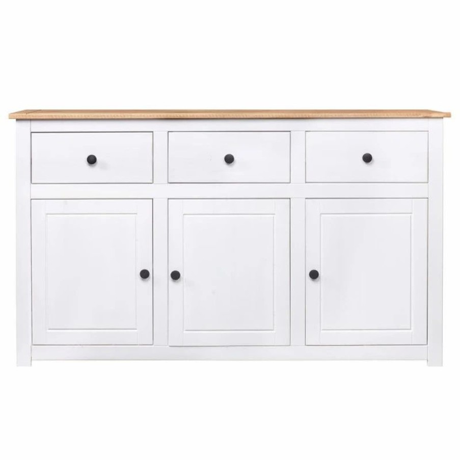 Buffets & Sideboards * | Vida Xl International B.V. Vidaxl Solid Wood Pine Sideboard White Panama Range Storage Cabinet Furniture