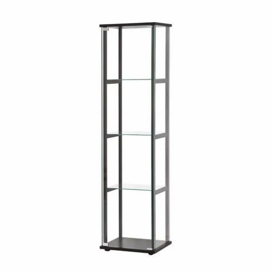 China Cabinets & Hutches * | Home Square (Set Of 2) Contemporary Glass Curio Cabinet In Black